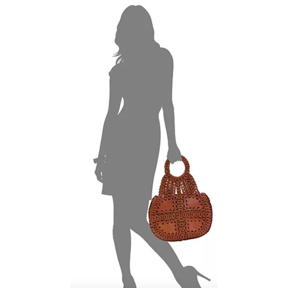 Patricia Nash Italian Leather Slouchy Chain Hobo Tote Bag NWT Boho Festival - Picture 2 of 6